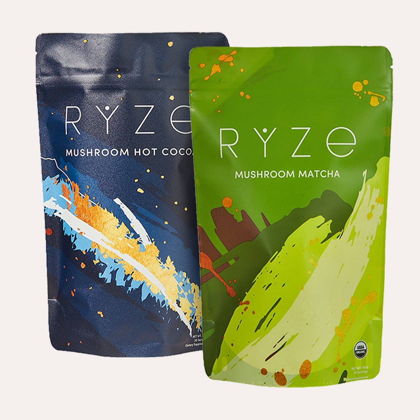 RYZE Mushroom Matcha - with 6 Organic Adaptogenic Mushrooms Grown In USA and Ceremonial - Grade Japanese Matcha - RYZERYZE Mushroom Matcha - with 6 Organic Adaptogenic Mushrooms Grown In USA and Ceremonial - Grade Japanese MatchaRYZE