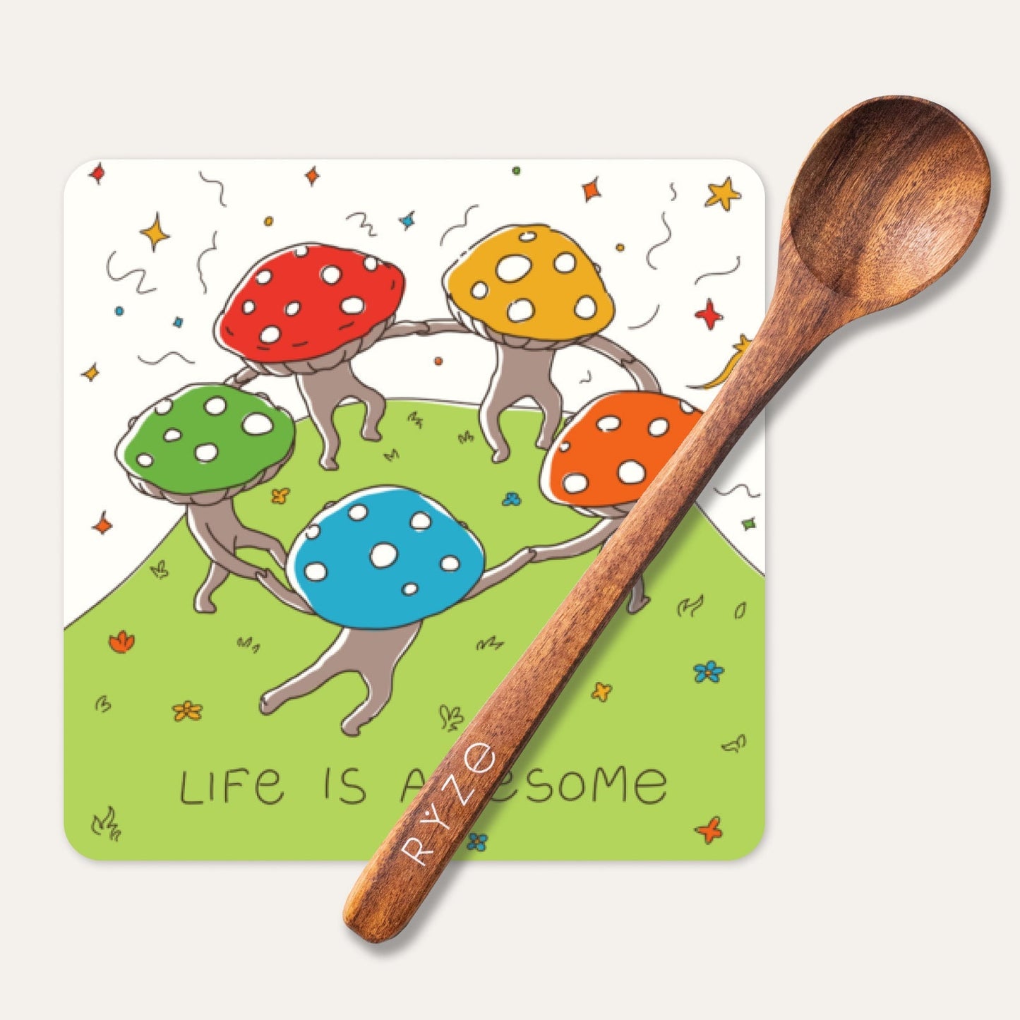 Mushroom Magnet + Acacia Spoon