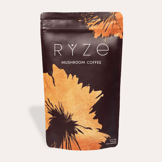 RYZE Mushroom Coffee - with 6 Organic Adaptogenic Mushrooms Grown in USA and High Potency - RYZERYZE Mushroom Coffee - with 6 Organic Adaptogenic Mushrooms Grown in USA and High PotencyRYZE
